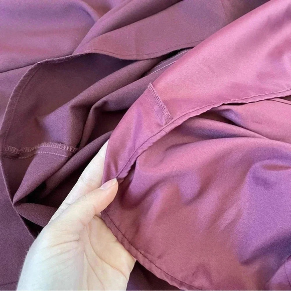 Amsale Off the Shoulder Burgundy Formal Gown Bridesmaid Dress Maroon Ribbing 10 - Picture 7 of 12